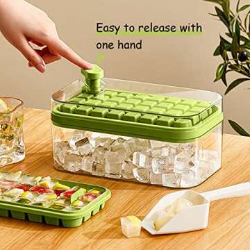 Convenient Ice Cube Tray with Lid and Bin - 2 Pack