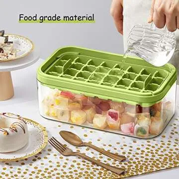 Convenient Ice Cube Tray with Lid and Bin - 2 Pack