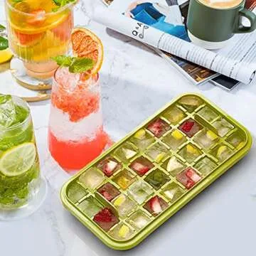 Convenient Ice Cube Tray with Lid and Bin - 2 Pack