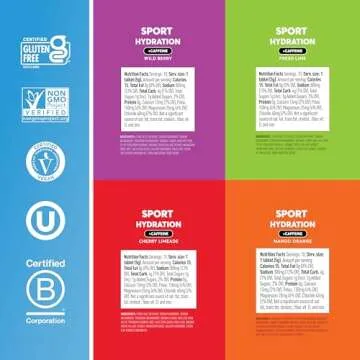 Nuun Sport + Caffeine Electrolyte Tablets - Dissolvable in Water, Mixed Flavor Box, 5 Essential Electrolytes for Hydration, 1g Sugar Drink Mix, Vegan, Non-GMO, 4 Pack (40 Servings)