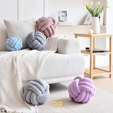 Sioloc Soft Knot Ball Pillows,Round Throw Pillow Cushion Home Decoration Plush Pillow,Throw Knotted ...