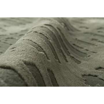 Revival Rugs Shell 6'7"x9' Washable Area Rug for Living Room Bedroom - 100% Recycled Oeko-TEX Certified, Medium Pile, Green