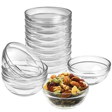 Lartique Mini 3.5 Inch Small Glass Bowls - Small Bowls Perfect for Prep, Dips, Nuts, or Candy - Glass Prep Bowls or Mise en Place Bowls, Set of 12