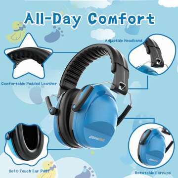 MelonArt Kids Noise Cancelling Ear Muffs, 27dB Noise Cancelling Headphones for Autism Sensory, Adjustable Hearing Protection for Fireworks, Event, Monster Truck, Concert