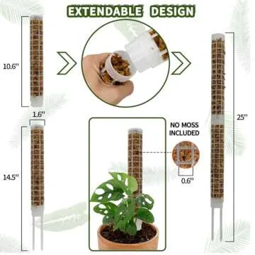 HYYZ Moss Pole,Small Moss Pole Monstera Plant Support,Plastic Moss Pole for Plants Indoor and Climbi...
