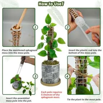 HYYZ Moss Pole,Small Moss Pole Monstera Plant Support,Plastic Moss Pole for Plants Indoor and Climbing Plants-Mighty Plant Support. (2, White)
