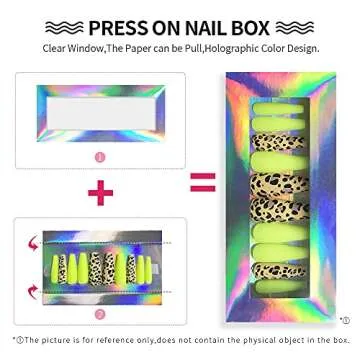 NOVAL Press on Nails Packaging Box Set Empty Pullable Display Packing Box Coffin Nail Tips with Nail Glue Double Sided Tape for Home DIY Handmade Press on Nail Business