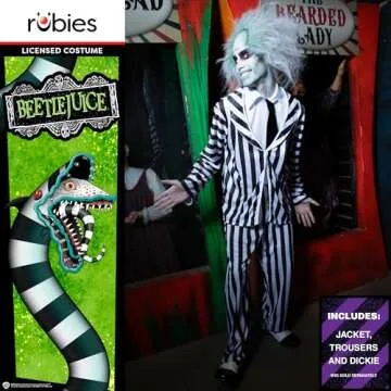 Rubies Men's Beetlejuice Costume, Black/White, X-Large
