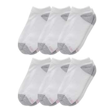 Hanes womens Plush Comfort Toe Seam No Show Socks, 6-pair Pack fashion liner socks, White, Shoe Size...