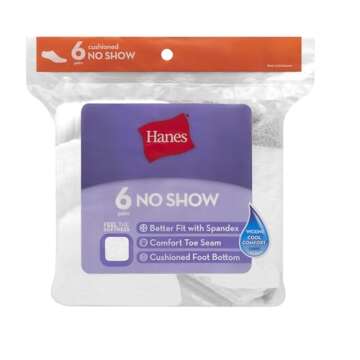 Hanes womens Plush Comfort Toe Seam No Show Socks, 6-pair Pack fashion liner socks, White, Shoe Size 5-9 US