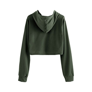 MakeMeChic Women's Cropped Hoodie in Green Size M - Stylish & Comfortable