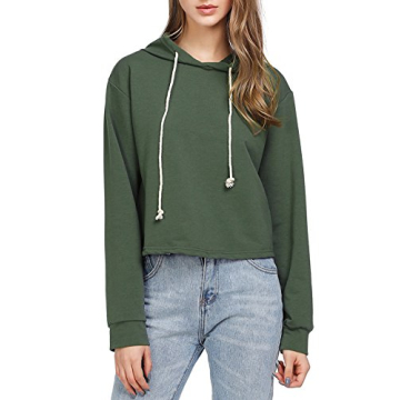 MakeMeChic Women's Cropped Hoodie in Green Size M - Stylish & Comfortable