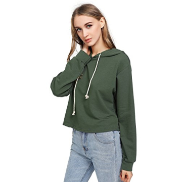 MakeMeChic Women's Cropped Hoodie in Green Size M - Stylish & Comfortable