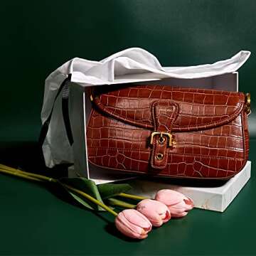 SINBONO Small Purses for Women, Vegan Leather Shoulder Bag Designer Clutch Handbags with Ajustable S...