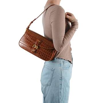 SINBONO Small Purses for Women, Vegan Leather Shoulder Bag Designer Clutch Handbags with Ajustable Strap