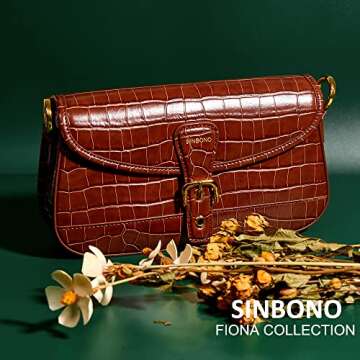 SINBONO Small Purses for Women, Vegan Leather Shoulder Bag Designer Clutch Handbags with Ajustable Strap