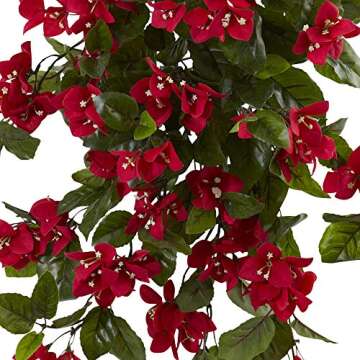Nearly Natural 28” Bougainvillea Hanging Bush Artificial (Set of 2) UV Resistant (Indoor/Outdoor) ...