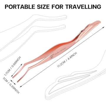 Pretty memory Eyelash Applicator Tool Stainless Steel Lash Tweezers Curved Eyelash Tweezers for Easy...