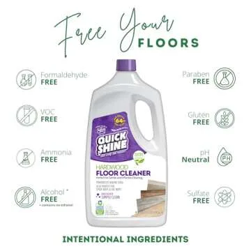 Quick Shine Hardwood Floor Cleaner 64oz | Use in Spray & Vac Mops | Removes Dirt & Scuff Marks | Ready-to-Use, Streak Free, No Rinse | Safer Choice Cleaner |Perfect for Gentle and Effective Cleaning