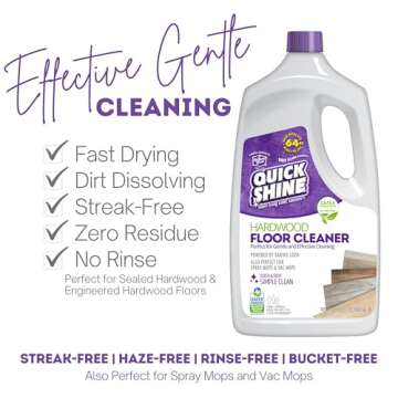 Quick Shine Hardwood Floor Cleaner 64oz | Use in Spray & Vac Mops | Removes Dirt & Scuff Marks | Ready-to-Use, Streak Free, No Rinse | Safer Choice Cleaner |Perfect for Gentle and Effective Cleaning