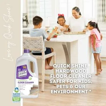 Quick Shine Hardwood Floor Cleaner 64oz | Use in Spray & Vac Mops | Removes Dirt & Scuff Marks | Ready-to-Use, Streak Free, No Rinse | Safer Choice Cleaner |Perfect for Gentle and Effective Cleaning