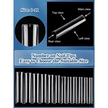 504PCS XXL No C Curve Square Nail Tips for Acrylic Nails Professional, Clear Tapered Square Straight Nail Tips Half Cover Long Fake Nails, Ballerina Coffin French Nails for Nail Salon and DIY Nail Art