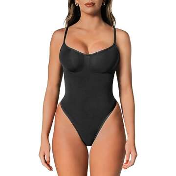 herslims Shapewear Tummy Control Bodysuit Thong: Sculpting Shaper Tank Top Shapewear Bodysuit: Snatched Waist Slimming Body Suits