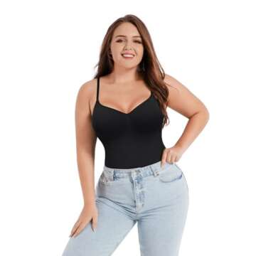 herslims Shapewear Tummy Control Bodysuit Thong: Sculpting Shaper Tank Top Shapewear Bodysuit: Snatched Waist Slimming Body Suits