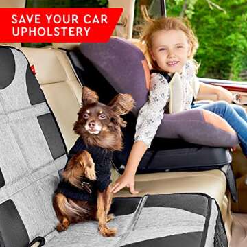 Helteko Car Seat Protector, Large Seat Cover for Child Carseat, Extra Waterproof & Stain Resistant, Thickest Padding Baby Mats Under Car Seats for Leather Seats, 2 Mesh Storage Pockets, 1Pack, Gray