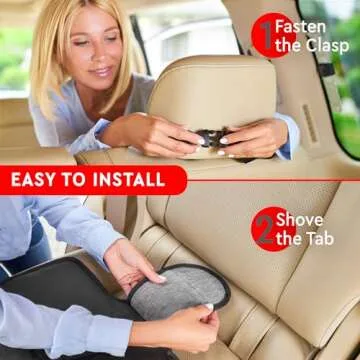 Helteko Car Seat Protector, Large Seat Cover for Child Carseat, Extra Waterproof & Stain Resistant, Thickest Padding Baby Mats Under Car Seats for Leather Seats, 2 Mesh Storage Pockets, 1Pack, Gray