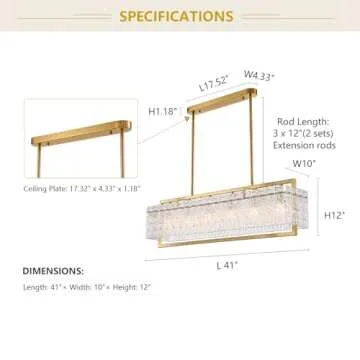 Moooni Rectangle Crystal Chandelier for Modern Dining Rooms