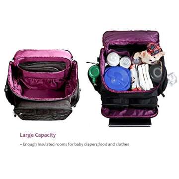 Tirrinia Waterproof Diaper Bag/Multifunction Trip 11 Pockets/Stroller Straps/Mom Dad Gift