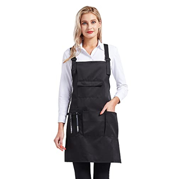 Nanxson Adjustable Women Bib Apron - Professional Multi Function Apron with Tool Pockets CF3010 (Bla...