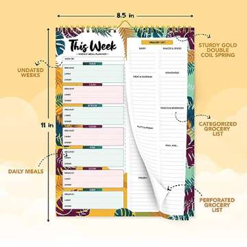 Tropical Summer Weekly Meal Planner Notepad for Fridge