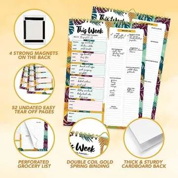 Tropical Summer Weekly Meal Planner Notepad for Fridge