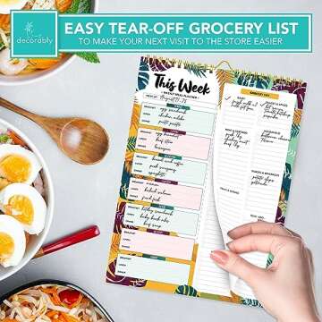 Tropical Summer Weekly Meal Planner Notepad for Fridge