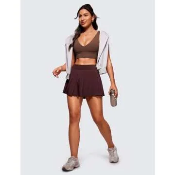 CRZ YOGA Butterluxe Womens V-Neck Longline Sports Bra - U Back Wireless Yoga Low Impact Padded Crop Top Coffee Brown Large