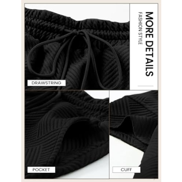 Wyeysyt Women's Loungewear Set 2 Piece Outfits Matching Lounge Short Sleeve Tops and Shorts Casual Pajamas Set with Pockets(Black-L), Large