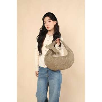 Suede Leather Woven Bag - Handcrafted Vegan Purse for Elegance