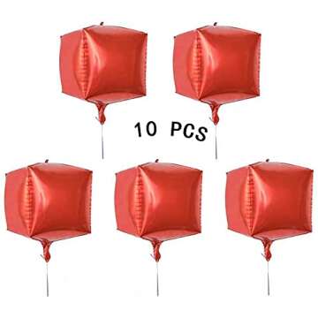 10 Pcs Cube Foil Balloons 24 Inches Square Shaped Aluminum Foil Balloon Hangable Mylar Balloon for W...