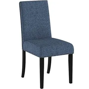 Roundhill Furniture Biony Blue Fabric Dining Chairs with Nailhead Trim, Set of 2