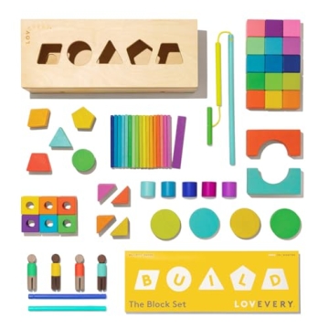 Lovevery Block Set | 70 Pieces, Solid Wood, 20+ Activities