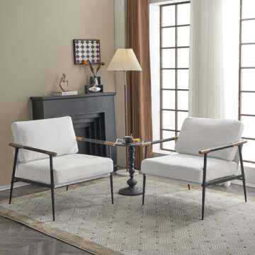 MIRASON Accent Arm Chair for Living Room, Mid Century Modern Accent Reading Side Chair Upholstered L...