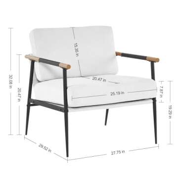 MIRASON Accent Arm Chair for Living Room, Mid Century Modern Accent Reading Side Chair Upholstered Lounge Chair with Comfy Cushion and Metal Frame for Bedroom, Office (Beige)