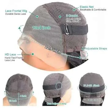 Ferzzon 28 Inch Deep Wave Lace Front Wigs Human Hair 180 Density Pre Plucked HD Lace Frontal Wig Deep Wave Deep Wave Hd Lace Frontal Wigs for Women 13x4 HD Lace Front Wigs Natural Color