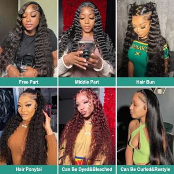 Ferzzon 28 Inch Deep Wave Lace Front Wigs Human Hair 180 Density Pre Plucked HD Lace Frontal Wig Deep Wave Deep Wave Hd Lace Frontal Wigs for Women 13x4 HD Lace Front Wigs Natural Color