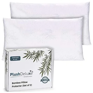 Premium Standard 20''x 28'' Waterproof Pillow Protector Covers - Zippered Pillowcase, Set of 2
