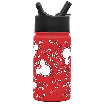 Simple Modern 14oz Disney Summit Kids Water Bottle Thermos with Straw Lid - Dishwasher Safe Vacuum Insulated Double Wall Tumbler Travel Cup 18/8 Stainless Steel - Disney: Mickey Bandana