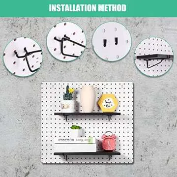 Blulu 4 Set Large Pegboard Shelf Kit Fiberboard Pegboard Shelves Storage Brackets Stain Resistant Peg Board Organizer Shelves Pegboard Accessories for Wall(Black, 13.78 x 5.91 inches)