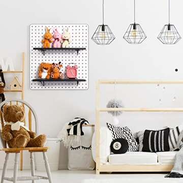 Blulu 4 Set Large Pegboard Shelf Kit Fiberboard Pegboard Shelves Storage Brackets Stain Resistant Peg Board Organizer Shelves Pegboard Accessories for Wall(Black, 13.78 x 5.91 inches)